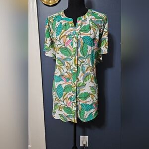 NWT Rose + Olive Flutter Sleeve Tropical Print Top Plus Size 3X